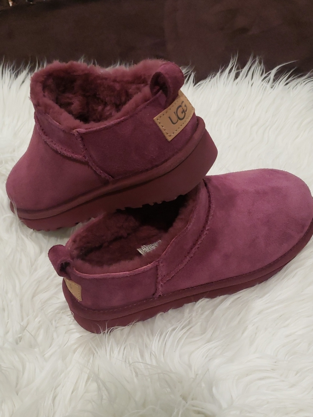 UGG Women's Slip-On Suede Slipper in Burgundy
